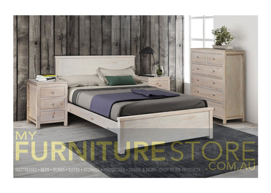 QUEEN (AUSSIE MADE) OZARK TIMBER BED - ASSORTED PAINTED COLOURS