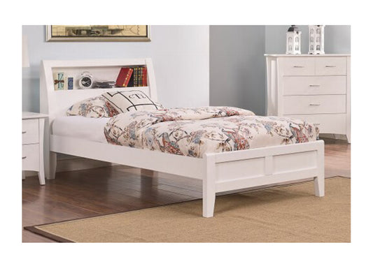 QUEEN CHESTER TIMBER BED - WHITE
