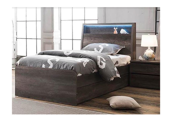 KING SINGLE KESWICK NORMAL BED (EXCLUDING TRUNDLE) - CHARCOAL OAK
