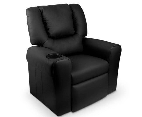 Amaris Kids Single Leatherette Recliner Chair (KID-RECLINER-BK) - Black