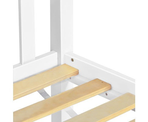SINGLE LAWRENCE SOLID TIMBER BED FRAME - WHITE (TWO TONE)