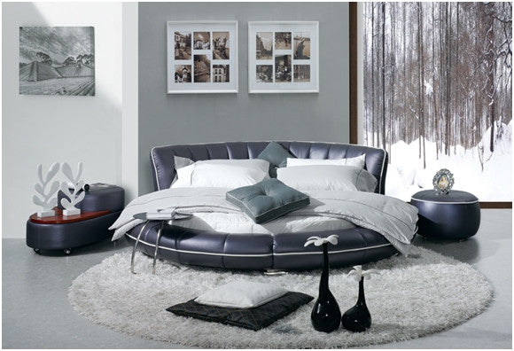 SIRIUS (A9009) KING 3 PIECE BEDSIDE BEDROOM SUITE  - LEATHERETTE (MATCHING ROUND MATTRESS OPTIONAL EXTRA)- ASSORTED COLOURS
