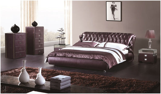 QUEEN LANCASTER LEATHERETTE BED (A9928) - ASSORTED COLOURS