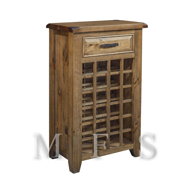PINELANDS 24 BOTTLE WINE RACK WITH 1 DRAWER - GREYWASH