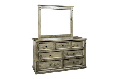 LEGIONS 7 DRAWER DRESSER WITH MIRROR - 1600(W) - GREYWASH