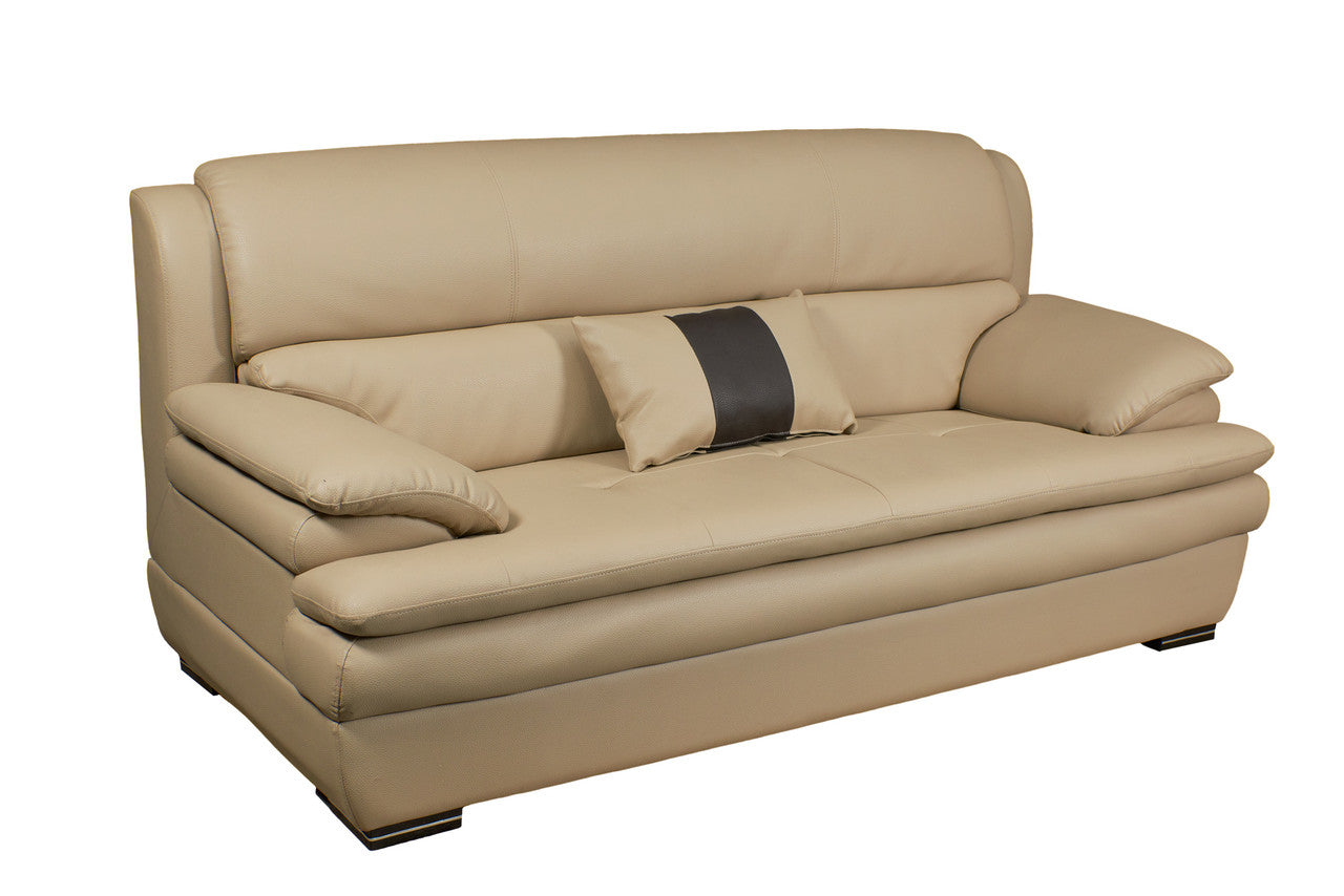 GENOA 2 SEATER BONDED LEATHER SOFA - IVORY