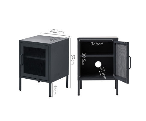 FARREL MINI MESH DOOR STORAGE CABINET - BLACK