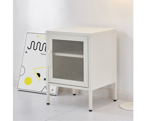 Farrel Mini Mesh Door Storage Cabinet - White