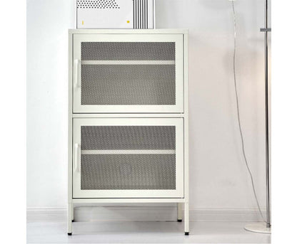 FARREL DOUBLE MESH DOOR STORAGE CABINET - WHITE