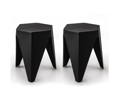 ASTRID (SET OF 2) PLASTIC STACKING STOOLS - BLACK