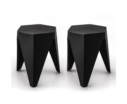 ASTRID (SET OF 2) PLASTIC STACKING STOOLS - BLACK