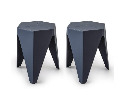ASTRID (SET OF 2) PLASTIC STACKING STOOLS - BLUE