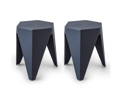 ASTRID (SET OF 2) PLASTIC STACKING STOOLS - BLUE