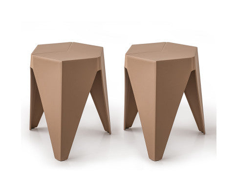 ASTRID (SET OF 2) PLASTIC STACKING STOOLS - BROWN