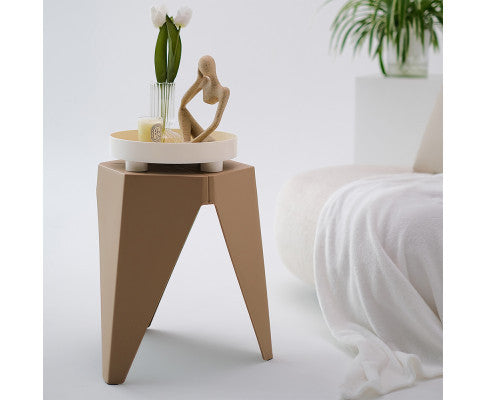 ASTRID (SET OF 2) PLASTIC STACKING STOOLS - BROWN