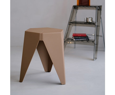 ASTRID (SET OF 2) PLASTIC STACKING STOOLS - BROWN