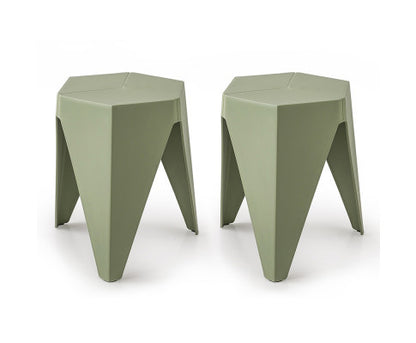 ASTRID (SET OF 2) PLASTIC STACKING STOOLS - GREEN