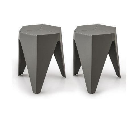 ASTRID (SET OF 2) PLASTIC STACKING STOOLS - GREY