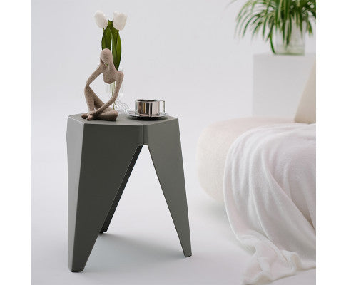 ASTRID (SET OF 2) PLASTIC STACKING STOOLS - GREY