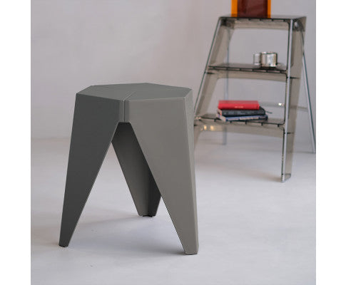 ASTRID (SET OF 2) PLASTIC STACKING STOOLS - GREY