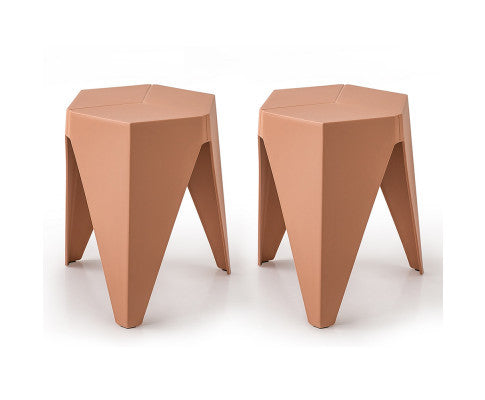 ASTRID (SET OF 2) PLASTIC STACKING STOOLS - PINK