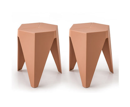 ASTRID (SET OF 2) PLASTIC STACKING STOOLS - PINK