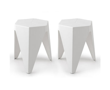 ASTRID (SET OF 2) PLASTIC STACKING STOOLS - WHITE