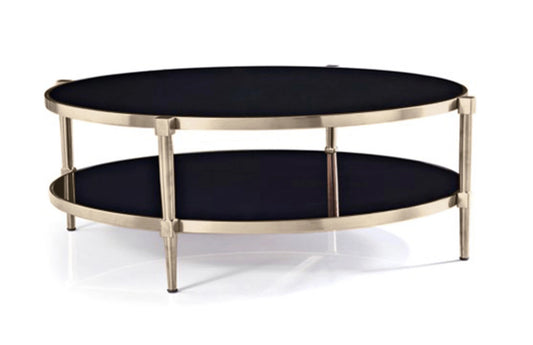 ALBAH COFFEE TABLE WITH SHELF -  GOLD / BLACK