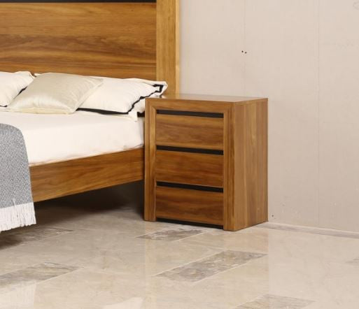 Malta Bedside Table With 3 Drawers - (MODEL-1-12-1-2-1-13-1) - Natural