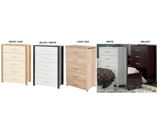 AMAZING 5 DRAWER TALLBOY (MODEL:3-18-5) - ASSORTED COLOURS