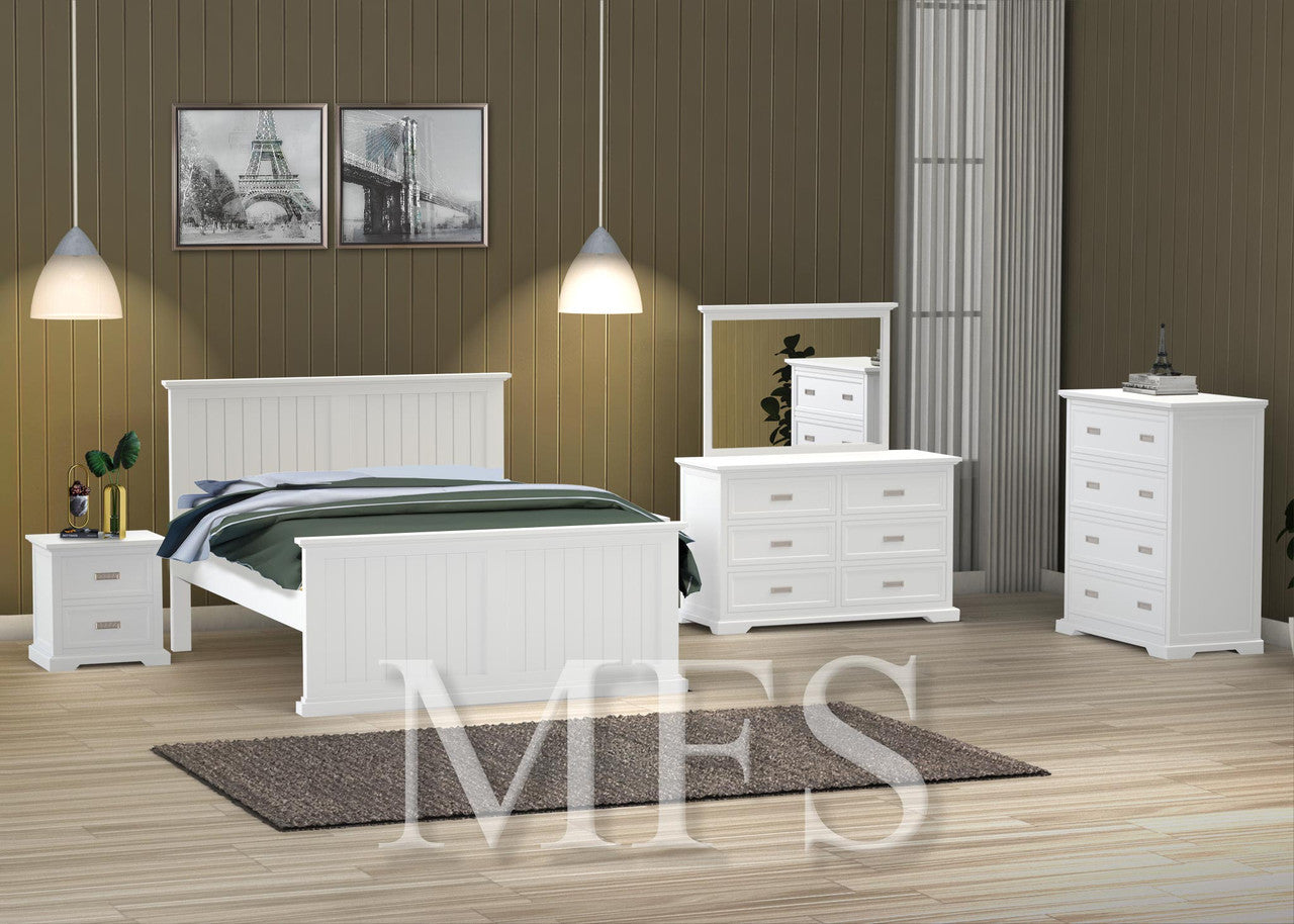 KING HAMPTON (CUSTOM MADE) 5 PIECE (DRESSER) BEDROOM SUITE - ASSORTED COLOURS