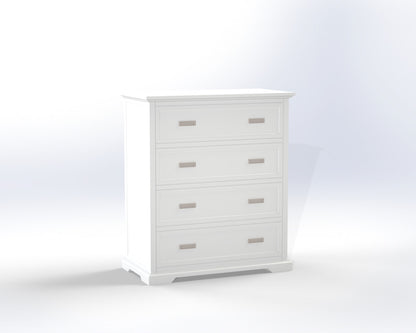 HAMPTON (CUSTOM MADE) 4 DRAWER TALLBOY - 1150(H) x 1000(W) x 450(D) - ASSORTED COLOURS
