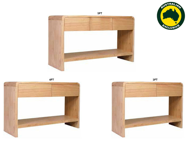 ANDRE (AUSSIE MADE) HALL/CONSOLE TABLE - FULLY TASSIE OAK - ASSORTED COLOURS - STARTING FROM $1799