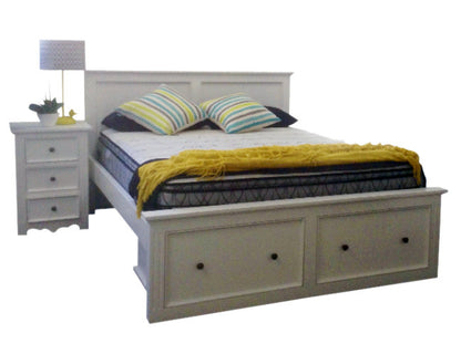 Queen Harbour (AUSSIE MADE) With 2 Drawers Bed Only - White