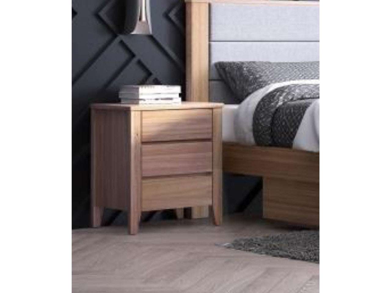 Alvair Bedside Table With 2 Drawers - Solid Ash