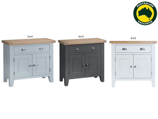 Arbetta (AUSSIE MADE) 2 Door /1 Drawer Sideboard Collection - Assorted Stained Colours