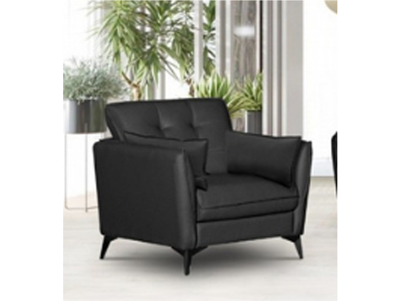 WINSTON LEATHER  ARMCHAIR - BLACK