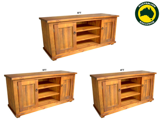 Arncliff (AUSSIE MADE) Lowline TV Unit With Solid Door & Plynth Base Collection - Assorted Stained Colours