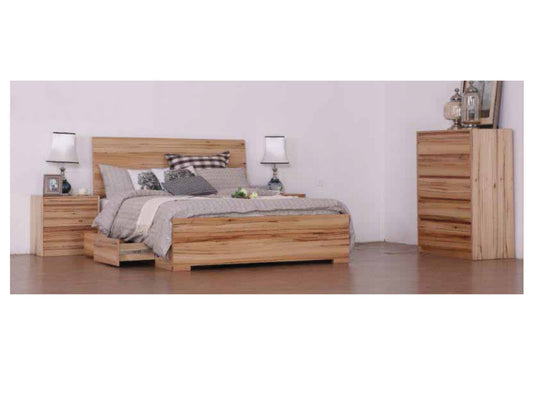 TREMONTON KING 4 PIECE (TALLBOY) BEDROOM SUITE WITH 2 UNDERBED STORAGE DRAWERS - MESSMATE
