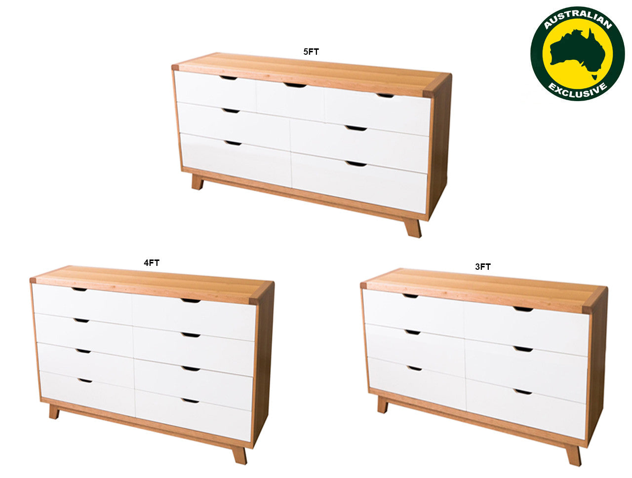 Avalon (AUSSIE MADE) Lowboy Collection - Tassie Oak Combination - Assorted Painted / Stained Colours