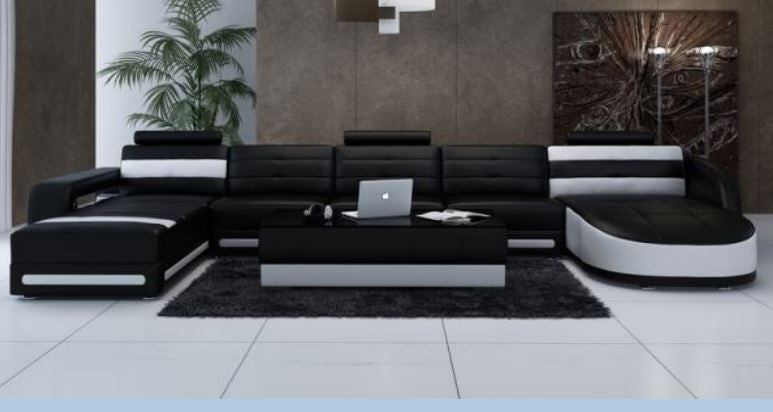 PERZIN BONDED LEATHER DOUBLE CHAISE LOUNGE SUITE( MODEL- G1095) - CHOICE OF LEATHER AND ASSORTED COLOURS AVAILABLE