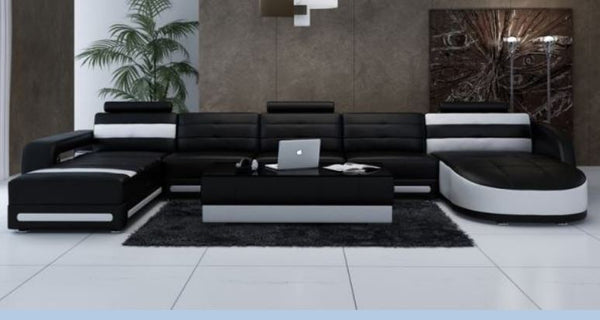 PERZIN BONDED LEATHER DOUBLE CHAISE LOUNGE SUITE( MODEL- G1095) - CHOICE OF LEATHER AND ASSORTED COLOURS AVAILABLE