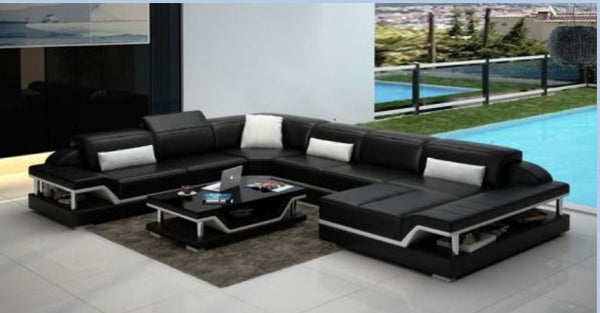 SARA BONDED LEATHER CHAISE LOUNGE SUITE( MODEL-G1110) - CHOICE OF LEATHER AND ASSORTED COLOURS AVAILABLE