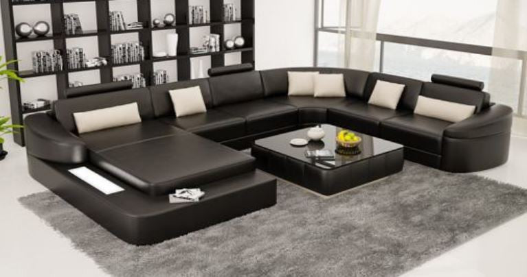 SIHON BONDED LEATHER CHAISE LOUNGE SUITE ( MODEL- G1115) - CHOICE OF LEATHER AND ASSORTED COLOURS AVAILABLE