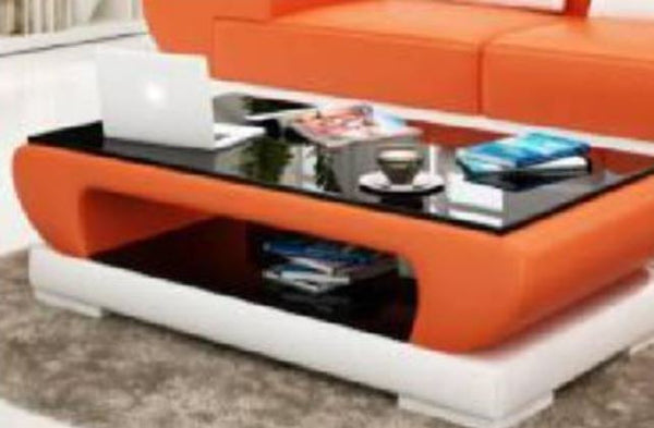 MAX COFFEE TABLE (MODEL-CT9002)   -1200(W) X 700(D) -  FULL LEATHERETTE + 2 TEMPERED GLASS - ASSORTED COLOURS