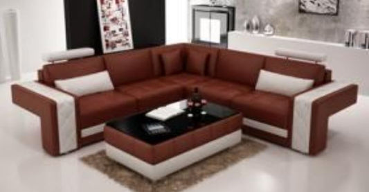 HEBRONA  CORNER LOUNGE( MODEL-G1117B) IN BONDED LEATHER + PVC - CHOICE OF LEATHER AND ASSORTED COLOURS AVAILABLE