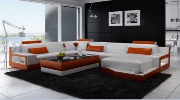 AMARA BONDED LEATHER CHAISE LOUNGE SUITE( MODEL-G1108) - CHOICE OF LEATHER AND ASSORTED COLOURS AVAILABLE
