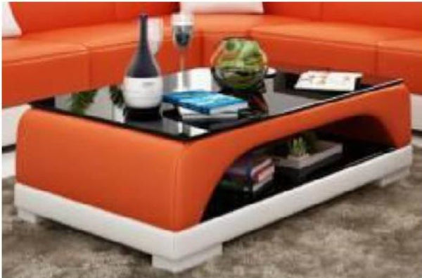 NAMA COFFEE TABLE (MODEL-CT9005)   - FULL LEATHERETTE + 2 TEMPERED GLASS -  1200(W) X 700(D) - ASSORTED COLOURS