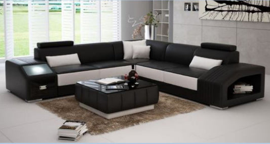 KATAWA BONDED LEATHER CORNER  LOUNGE SUITE ( MODEL-G1108B) - CHOICE OF LEATHER AND ASSORTED COLOURS AVAILABLE