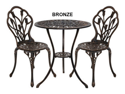 ADAMINA OUTDOOR 3 PIECE ALUMINIUM BISTRO SETTING COLLECTION - ASSORTED COLOURS